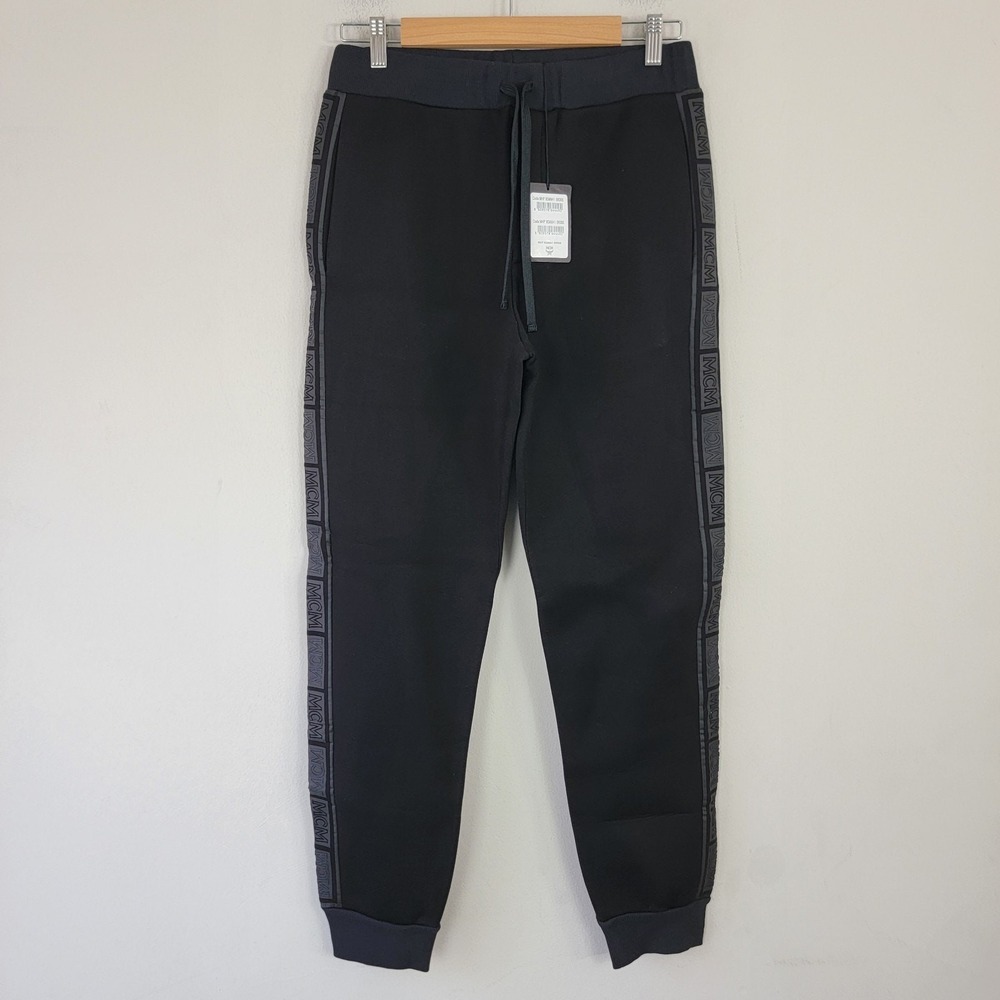 MCM Pants Women's Size S Black Viscose Straight Jogger Trousers Casual Designer